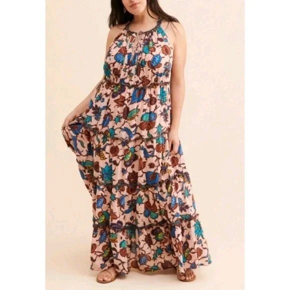 princess polly baby blue dress Anthropologie | Dresses | Anthropologie X Love The Label Boho Printed  Tiered Maxi Dress 2x Nwt Msrp 325